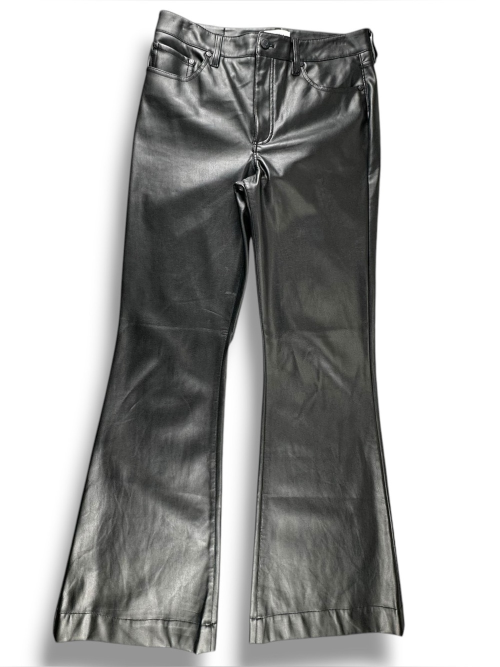 Pistola High Rise Vegan Leather Flare Pants Black Size 28 EUC